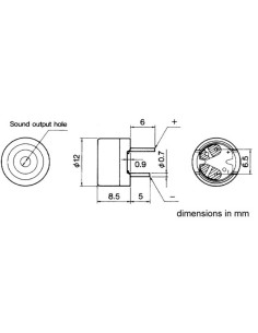 PIEZO TRANSDUCTOR 1.5Vac 2.048kHz 88dB - PCB TYPE 2