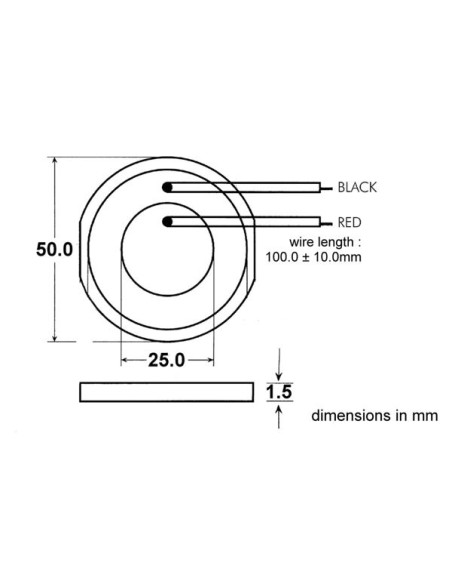 PIEZO ELEMENT 30Vac 0.5 - 20Hz 75dB - DRAADAANSLUITING