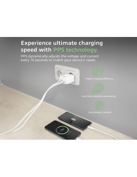 Chargeur USB-C et USB-A 20W avec Power Delivery PPS, Quick Charge, GaNFast