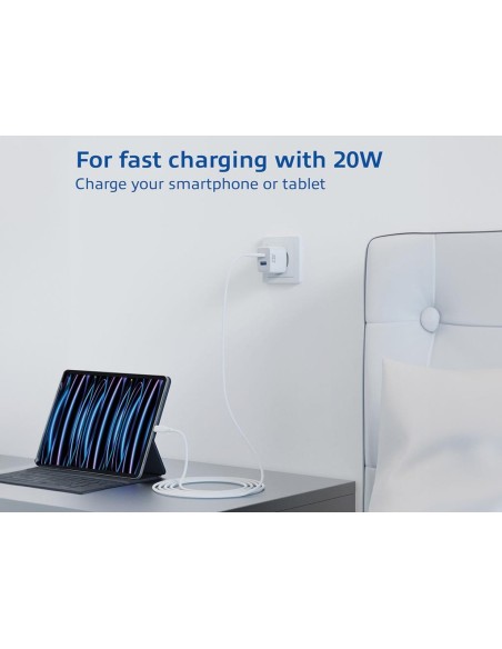 USB-C & USB-A Charger 20W with Power Delivery PPS, Quick Charge, GaNFast