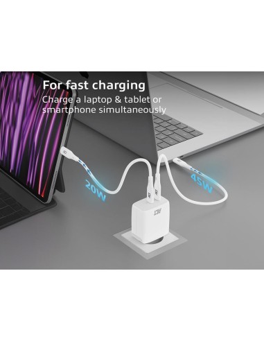 USB-C Charger 65W 2-port with Power Delivery...