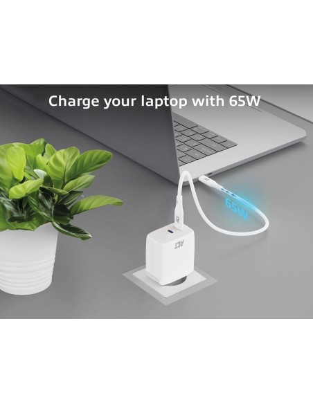 USB-C Charger 65W 2-port with Power Delivery PPS and GaNFast