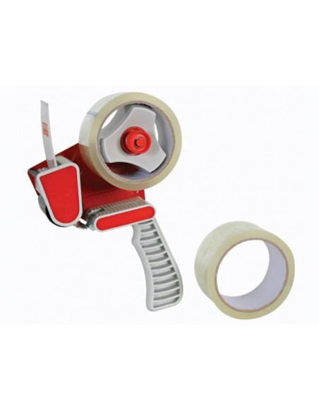 SUPPORT POUR RUBAN + 2 RUBANS ADHÉSIFS D'EMBALLAGE - 50 mm x 50 m