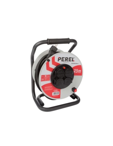PROFESSIONELLE KABELTROMMEL - NEOPREN - 25 m - 3G2.5 - 4 STECKDOSEN - SCHUTZKONTAKT (DEUTSCHES SYSTEM)