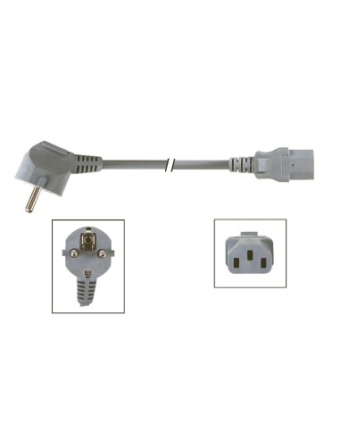 NETZKABEL - GRAU - CEE 7/7 90° + C13 - 3.0 m -...