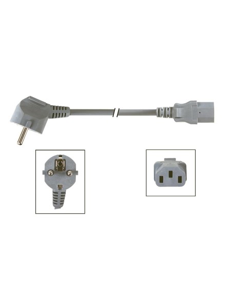 NETZKABEL - GRAU - CEE 7/7 90° + C13 - 3.0 m - 3G1.0 mm²
