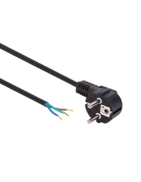 NETZKABEL - SCHWARZ - CEE 7/7 90° + KABEL, FREIES ENDE - 3 m - H05VV-F 3G0.75 mm²