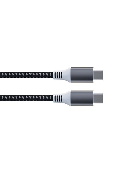 USB-kabel - USB 2.0 C naar C 60W, 480Mbps, magnetisch, vernikkeld, katoenen gevlochten kabel - 1 meter