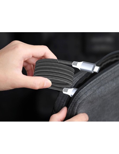 Câble USB - USB 2.0 C à C 60W, 480Mbps, magnétique, nickelé, câble tressé en coton - 1 mètre