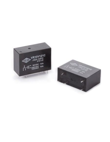 RELAIS VERTICAL 10A/30VCC-220VCA,1 x REPOS-TRAVAIL 12Vcc