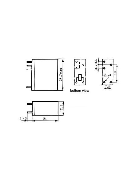 VERTIKALES RELAIS 10A/30VDC-220VAC,1 x WECHSLER 12Vdc