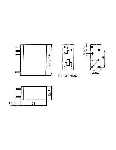 RELÉ VERTICAL 10A/30VDC-220VAC 1 x inversor 24Vdc