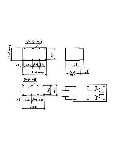 DIL-RELAIS 1A/30VDC-125VAC 2 x Wechsler 6Vdc
