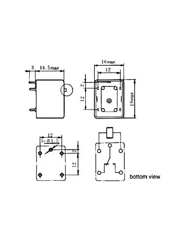 SUPER MINIATUUR RELAIS 125VAC/3A 1x WISSEL 12VDC