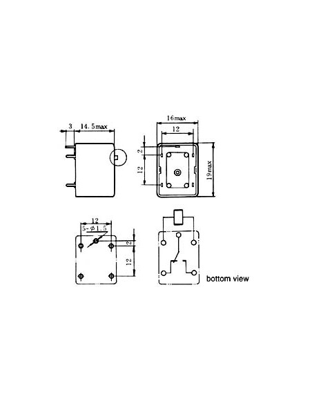 RELAIS MINIATURE 125VCA/3A 1 x REPOS-TRAVAIL 12VCC