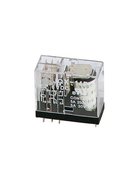 VERTICAAL RELAIS 5A/30VDC-220VAC 2 x WISSEL 12Vdc