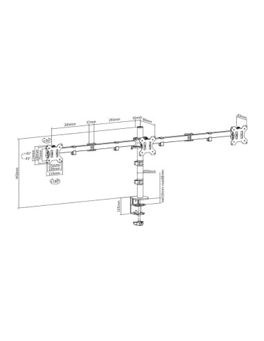 Drievoudige monitorarm tot 27"