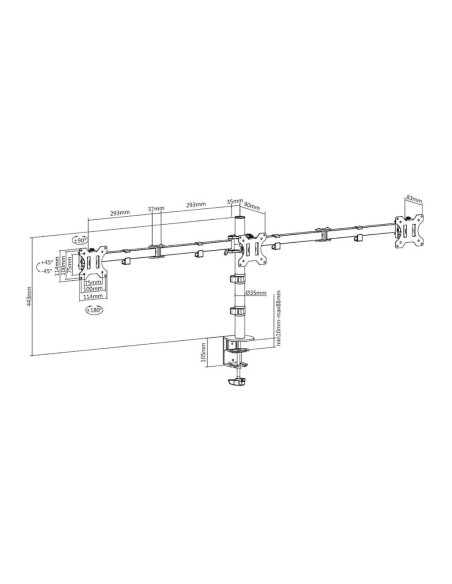 Triple monitor arm up to 27"