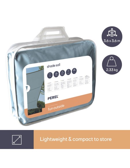 ZONNEZEIL - VIERKANT - 3.6 x 3.6 m - KLEUR: LICHTGRIJS