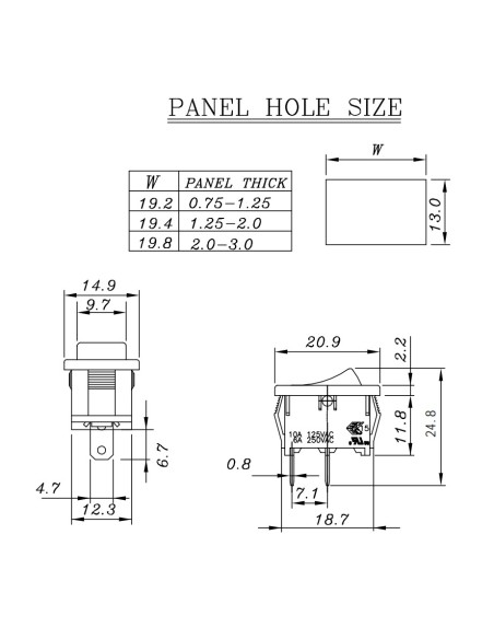 VERMOGEN ROCKERSCHAKELAAR 3A-250V SPDT ON-OFF-ON