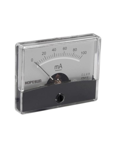 ANALOGE PANEELMETER VOOR DC STROOMMETINGEN 100mA DC / 60 x 47mm