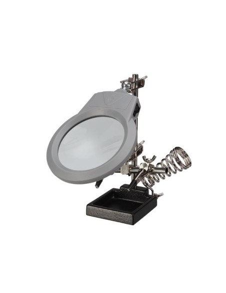 DERDE HAND MET VERGROOTGLAS, LEDLAMP EN SOLDEERBOUTHOUDER