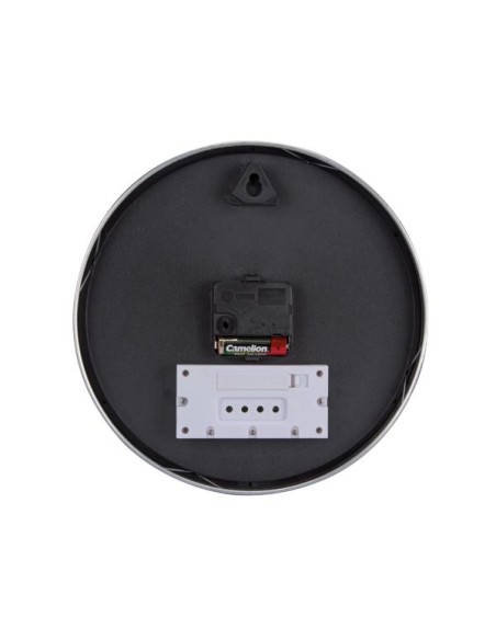 HORLOGE MURALE  EN ALUMINIUM AVEC ÉCRAN LCD ET THERMOMÈTRE, HYGROMÈTRE & PRÉVISIONS MÉTÉO - Ø 25 cm