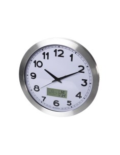 ALUMINIUM LCD WALL CLOCK WITH THERMOMETER, HYGROMETER &... 2