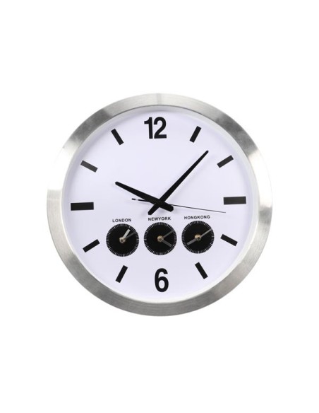 HORLOGE MURALE EN ALUMINIUM AVEC 3 FUSEAUX HORAIRES - Ø 45.5 cm