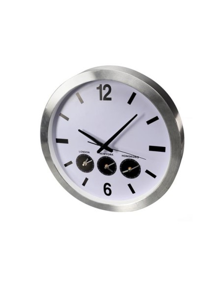 HORLOGE MURALE EN ALUMINIUM AVEC 3 FUSEAUX HORAIRES - Ø 45.5 cm