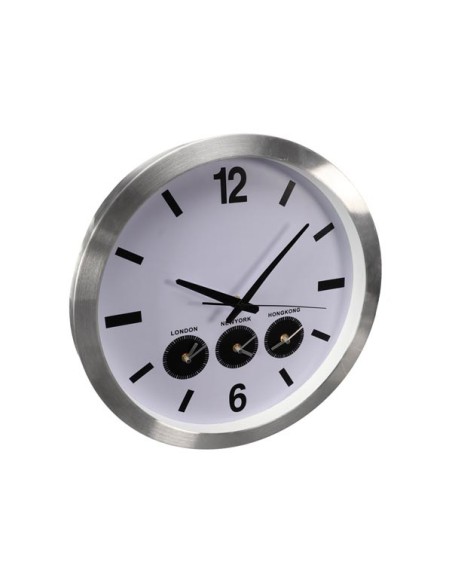 HORLOGE MURALE EN ALUMINIUM AVEC 3 FUSEAUX HORAIRES - Ø 45.5 cm