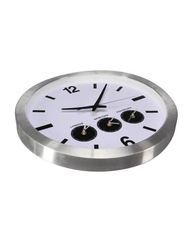 HORLOGE MURALE EN ALUMINIUM AVEC 3 FUSEAUX...