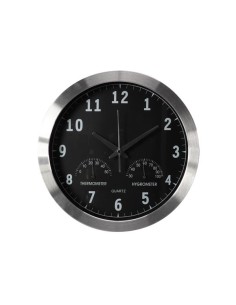 ALUMINIUM WALL CLOCK WITH THERMOMETER & HYGROMETER - Ø...