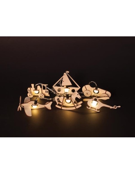 Woodlight - Lichterkette mit Spielzeug - 2.5 m - warmweiße LEDs - Batterien nicht enthalten