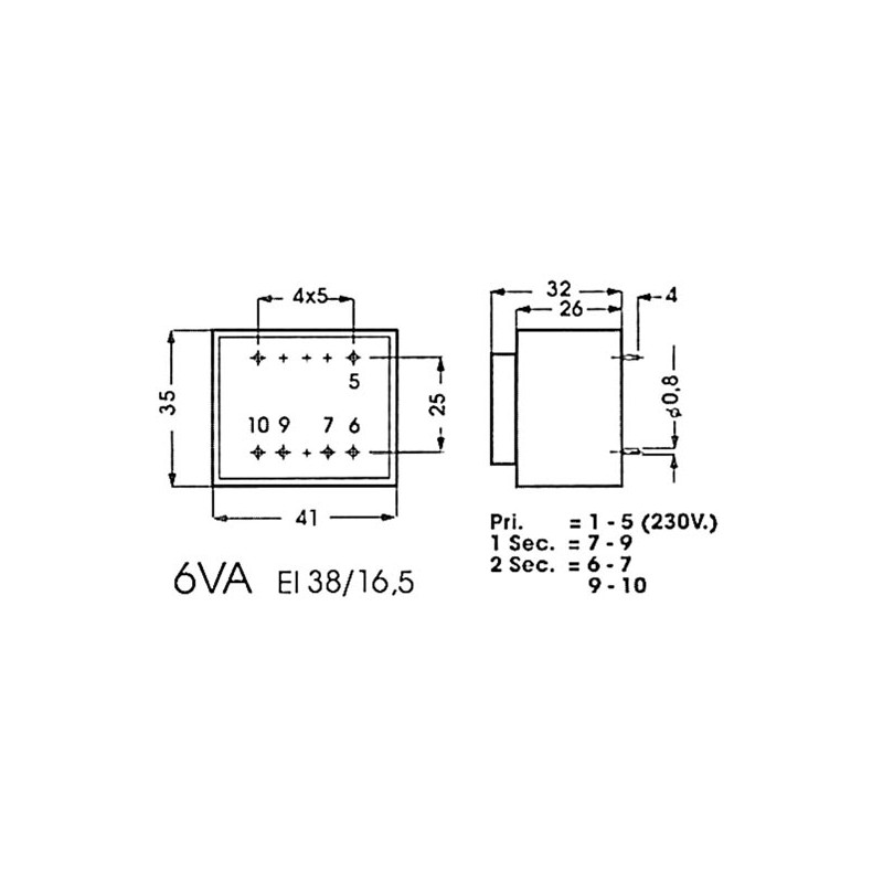 ENCAPSULATED TRANSFORMER 6VA 1 x 12V / 1 x 0.500A