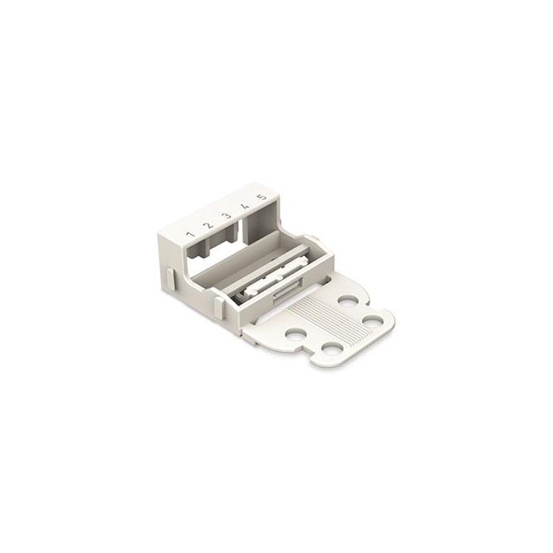 MOUNTING CARRIER - FOR 5-CONDUCTOR TERMINAL BLOCKS - 221 SERIES - 4 mm² - WITH SNAP-IN MOUNTING FOOT FOR VERTICAL MOUNTING - WHI