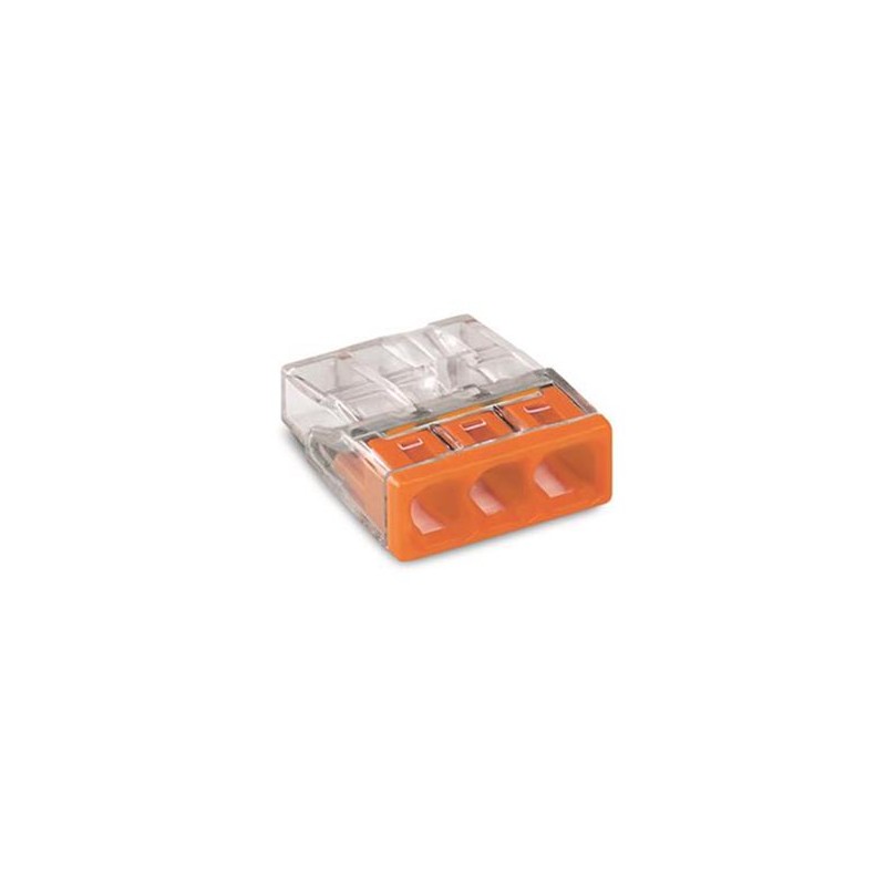 COMPACT SPLICING CONNECTOR - FOR SOLID CONDUCTORS - max. 2.5 mm² - 3-CONDUCTOR - TRANSPARENT HOUSING - ORANGE COVER
