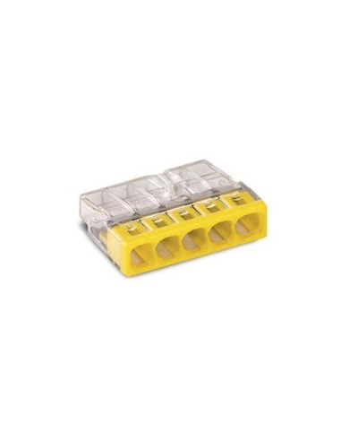 BORNE POUR BOÎTE DE DÉRIVATION COMPACT - POUR CONDUCTEURS RIGIDES - MAX. 2,5 mm² - 5 CONDUCTEURS - COUVERCLE JAUNE