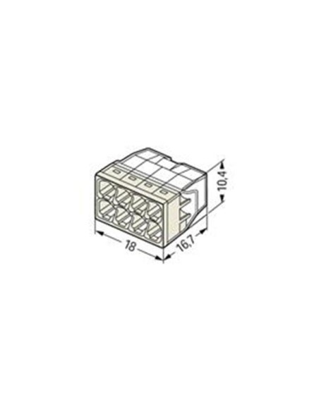 COMPACT-LASKLEM - VOOR MASSIEVE GELEIDERS - MAX. 2.5 mm² - 8-DRAADS - BEHUIZINGSKLEUR TRANSPARANT - KLEUR AFDEKKING LICHTGRIJS
