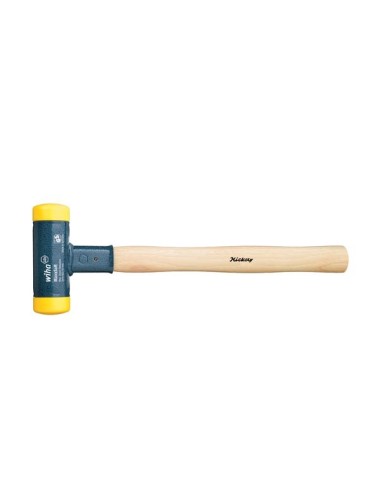 Wiha Martillo de cara blanda sin contragolpe con mango de madera Hickory, cabezal redondo (02096) 45 mm