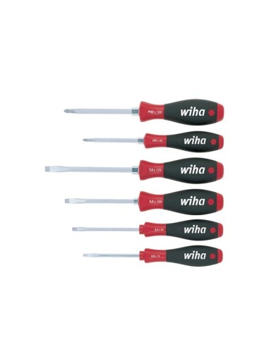 Wiha Jeu de tournevis SoftFinish® Fente, Phillips 6 pcs avec écrou six pans (21248)