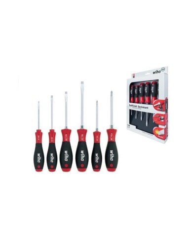 Wiha Schraubendreher Set SoftFinish® Schlitz, Pozidriv 6-tlg. mit Sechskantansatz (21249)