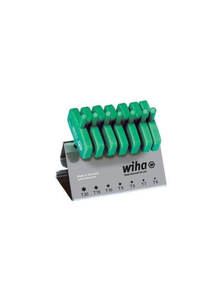 Wiha L-key with key handle set TORX® in work bench stand, 7 pcs., black oxidised (25624)