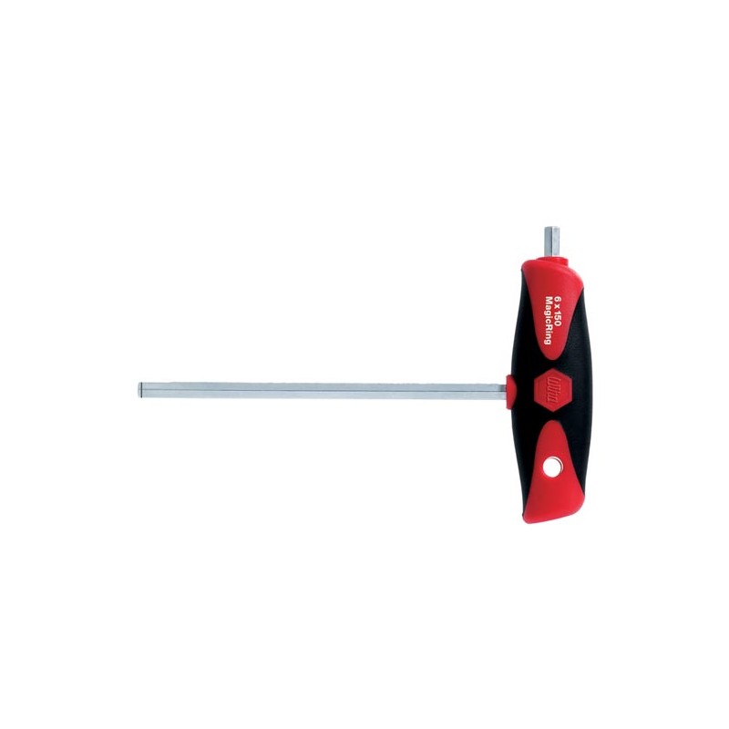Wiha L-key with T-handle ComfortGrip Hexagon MagicRing® with side drive, matt chrome-plated (26135) 3 x 100 mm