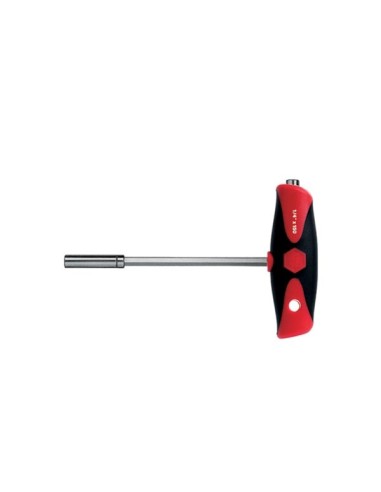 Wiha Screwdriver with T-handle and two bit holders ComfortGrip magnetic 1/4" (26179) 150 mm