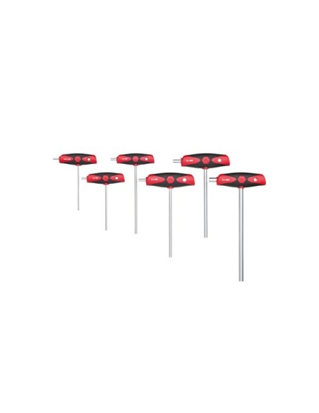 Wiha Jeu de clés mâles avec manche en T ComfortGrip Six pans avec lame latérale, chromée mat (26247)