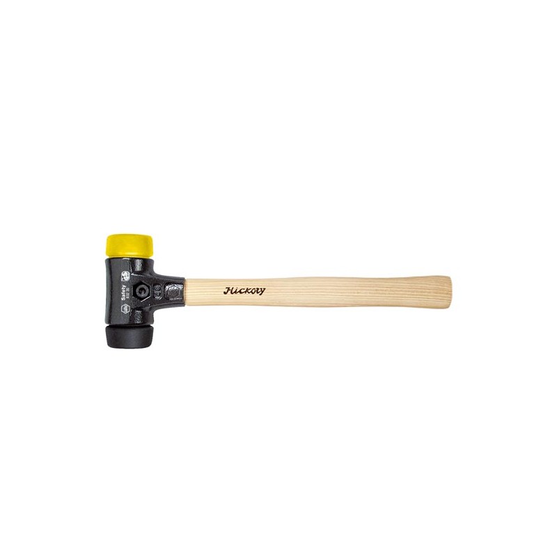Wiha Soft-faced hammer Safety medium soft/medium hard with hickory wooden handle, round hammer face (26435) 40 mm