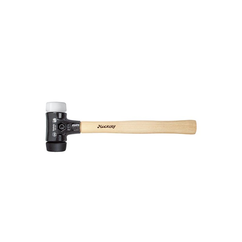 Wiha Soft-faced hammer Safety medium soft/very hard with hickory wooden handle, round hammer face (26582) 80 mm
