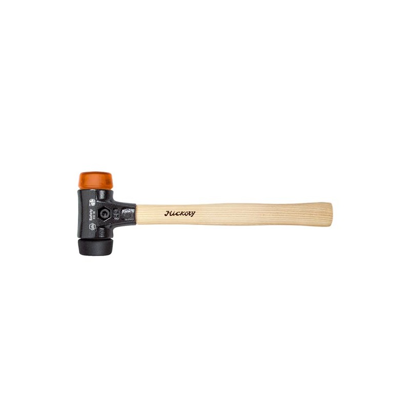Wiha Martillo de cara blanda Safety de dureza media/duro con mango de madera Hickory, cabezal redondo (26611) 30 mm