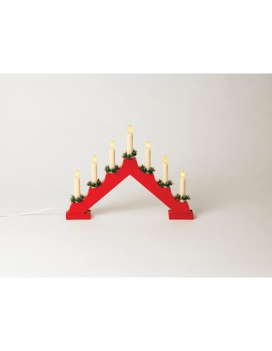 Candelabra LED - red wood - 7 warm white lamps - 230V